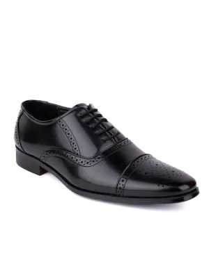 Hydes N Hues Men Black Textured Formal Oxfords
