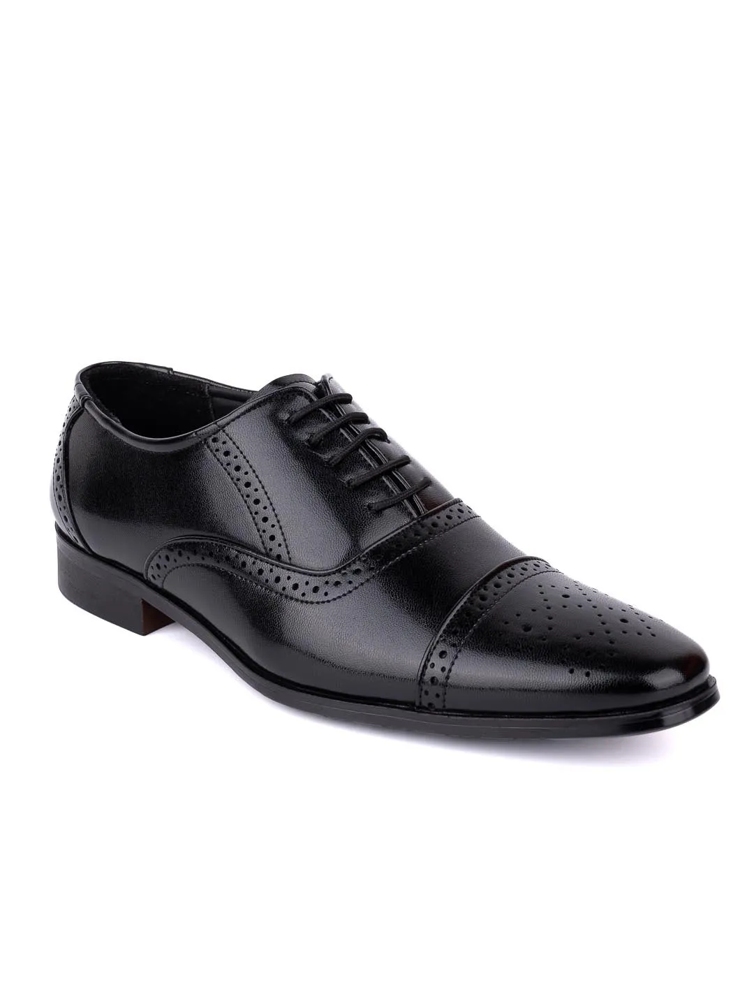 Hydes N Hues Men Black Textured Formal Oxfords
