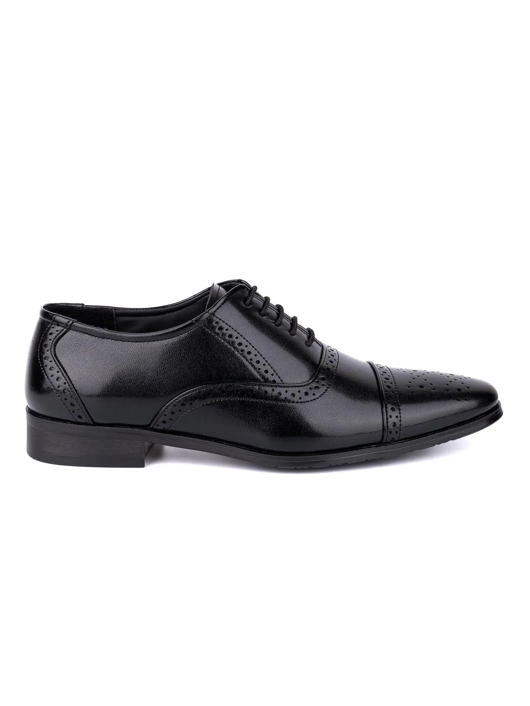 Hydes N Hues Men Black Textured Formal Oxfords