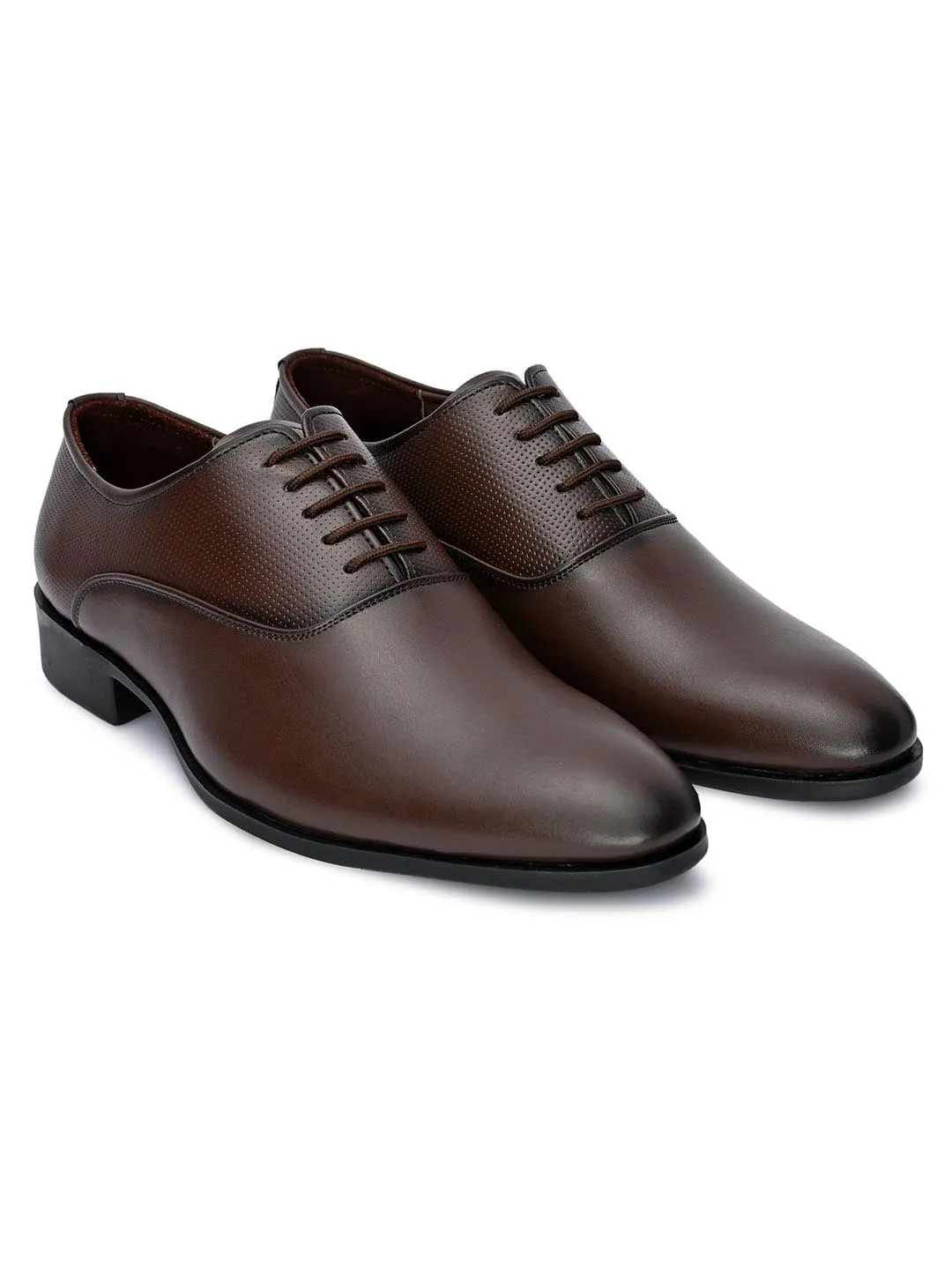 Hydes N Hues Men Brown Solid Formal Oxfords