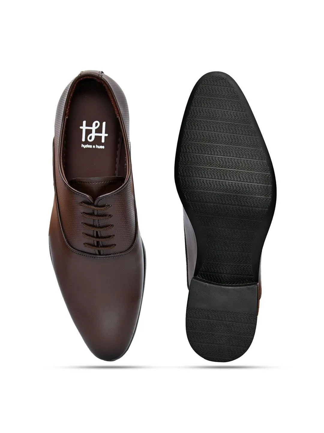 Hydes N Hues Men Brown Solid Formal Oxfords