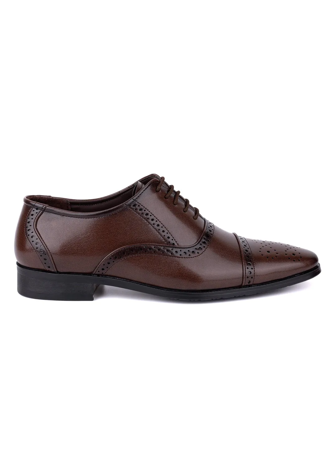Hydes N Hues Men Brown Textured Formal Oxfords