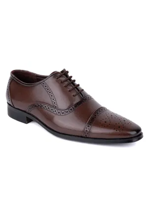 Hydes N Hues Men Brown Textured Formal Oxfords