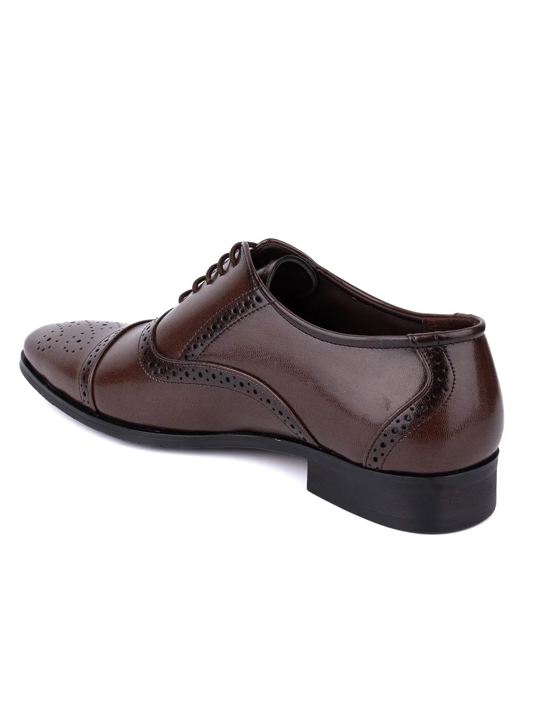 Hydes N Hues Men Brown Textured Formal Oxfords
