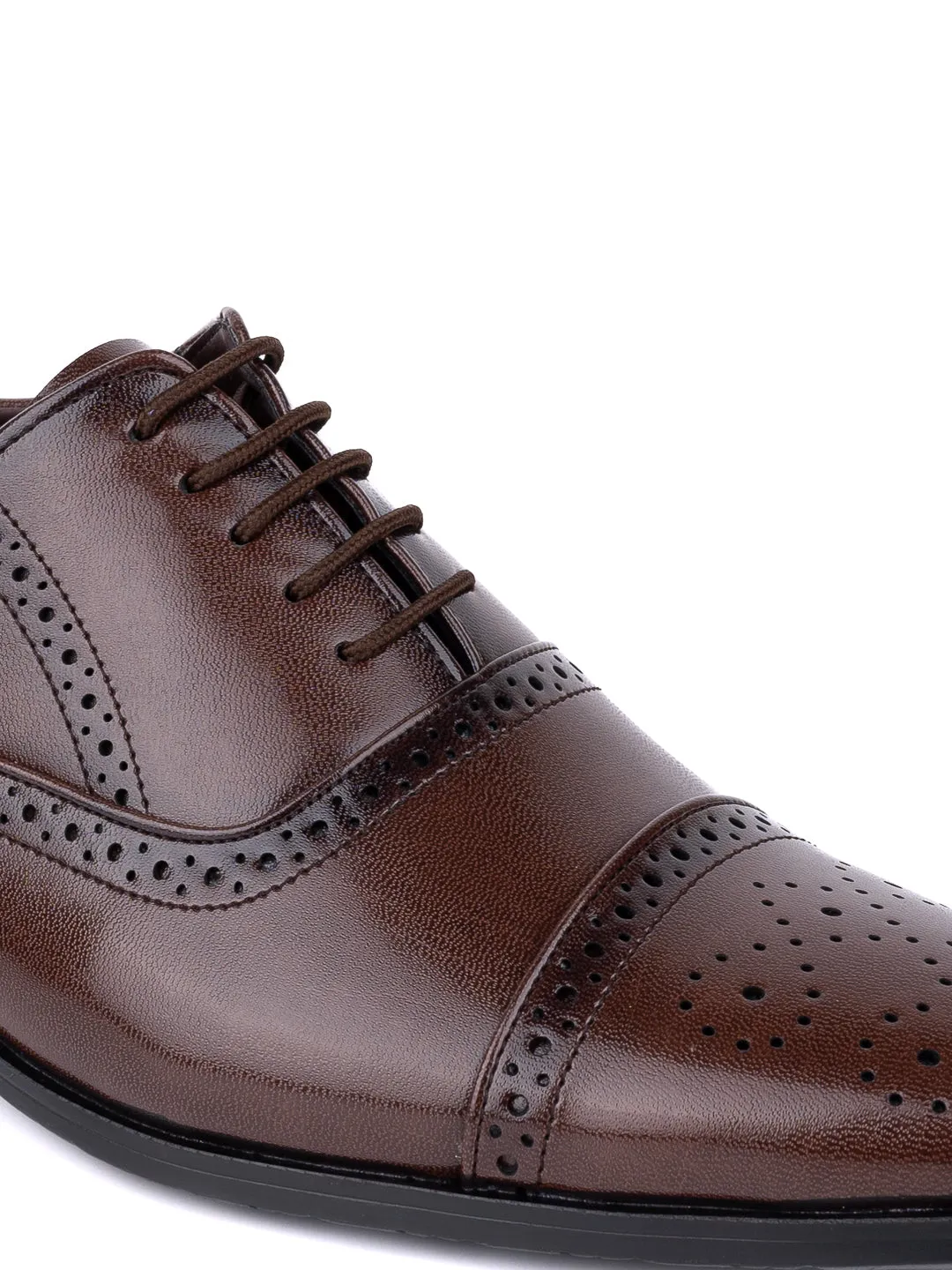 Hydes N Hues Men Brown Textured Formal Oxfords