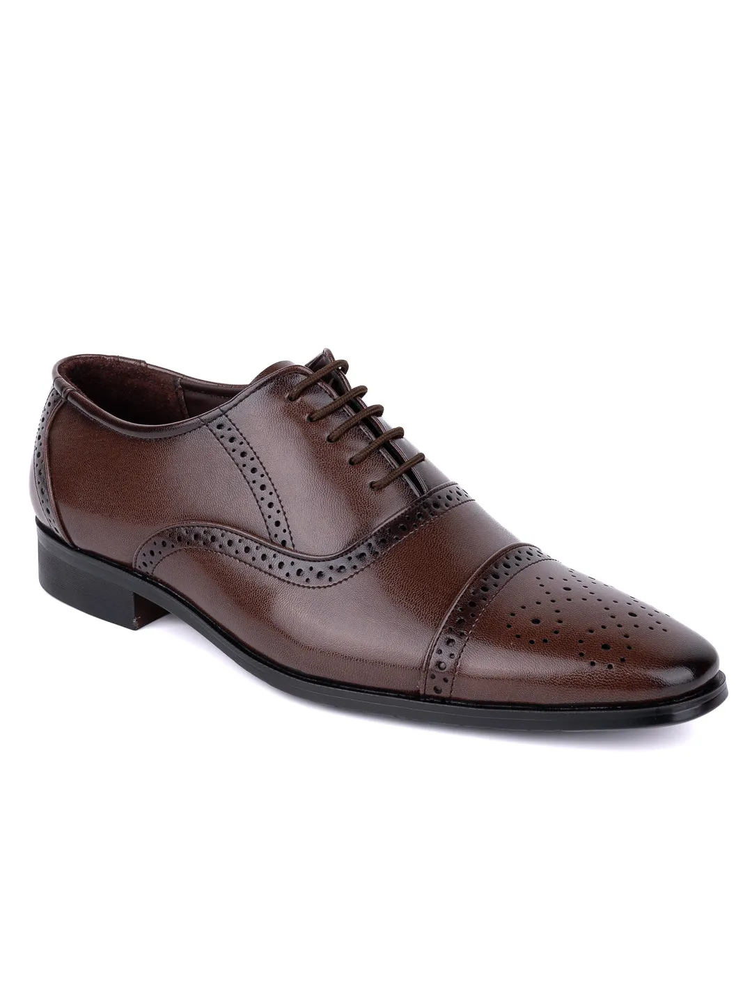 Hydes N Hues Men Brown Textured Formal Oxfords