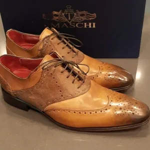 i Maschi Calzature Vitello Cuoio Brown Leather Oxfords