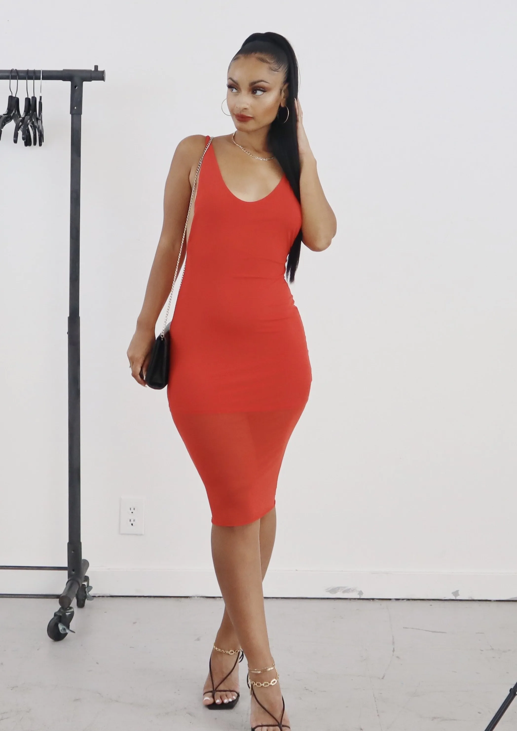 It Girl Mesh Midi Dress