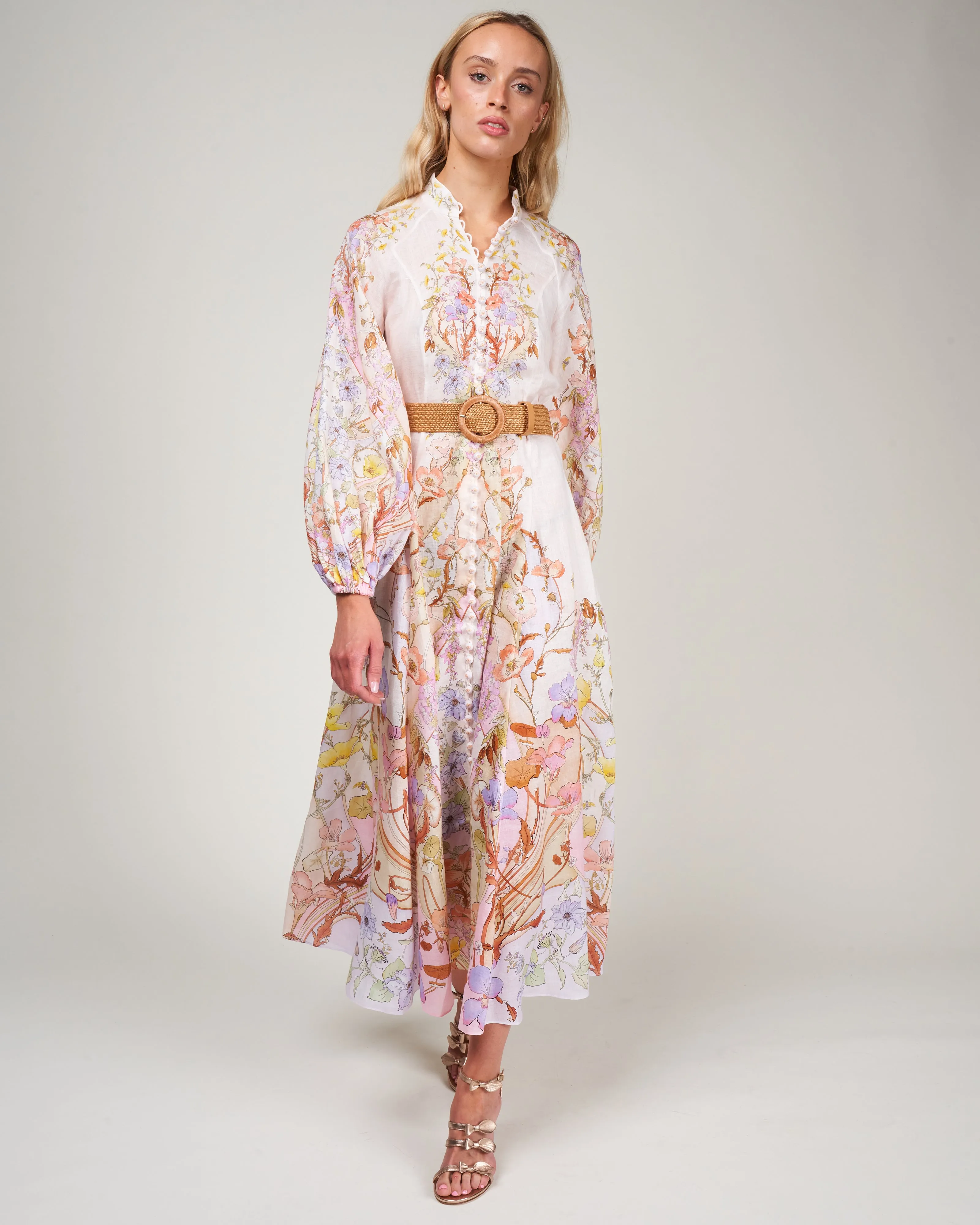jeannie billow long dress - floral swirl