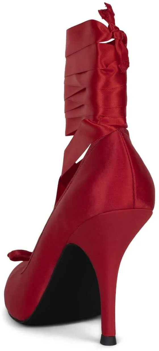 JEFFREY CAMPBELL NYMPHA WOMEN HEELS Red Satin