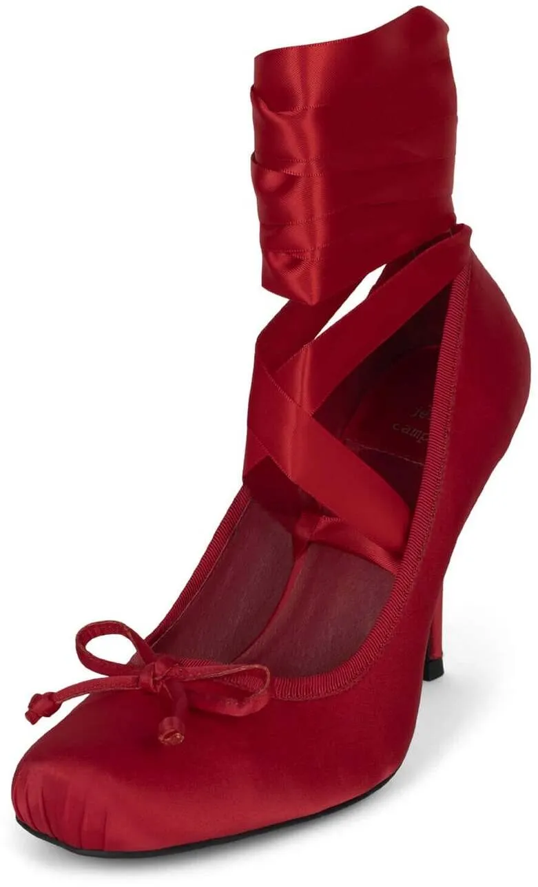 JEFFREY CAMPBELL NYMPHA WOMEN HEELS Red Satin