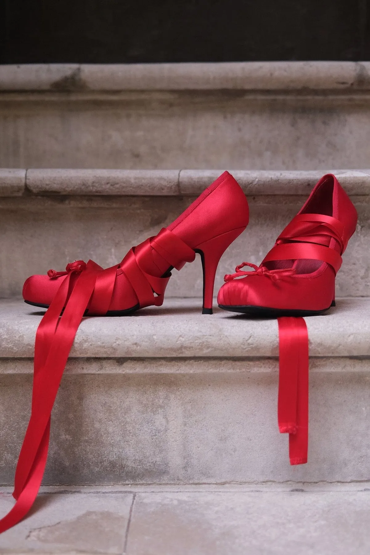 JEFFREY CAMPBELL NYMPHA WOMEN HEELS Red Satin