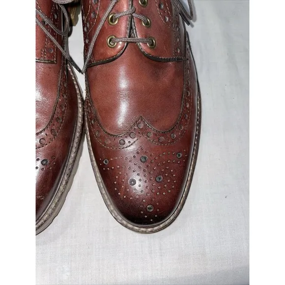 Johnston &amp; Murphy 1850 Dress Oxfords Mens Size 9 M Brown Leather Wingtips Brogue
