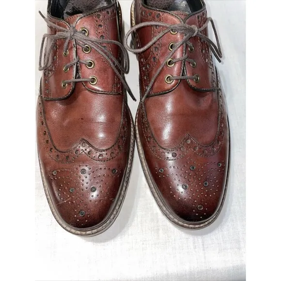 Johnston &amp; Murphy 1850 Dress Oxfords Mens Size 9 M Brown Leather Wingtips Brogue