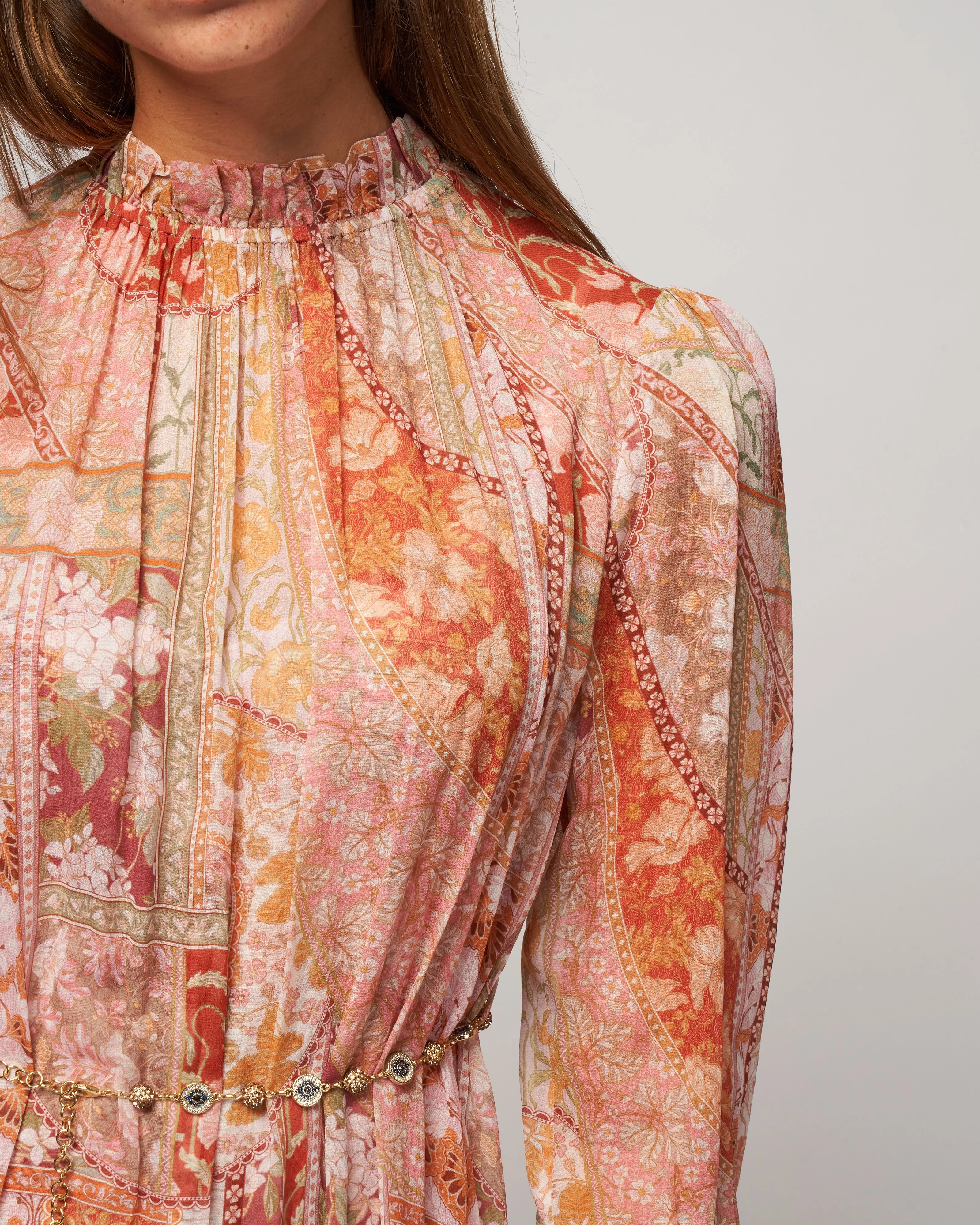 kaleidoscope tubular midi - red swirl floral