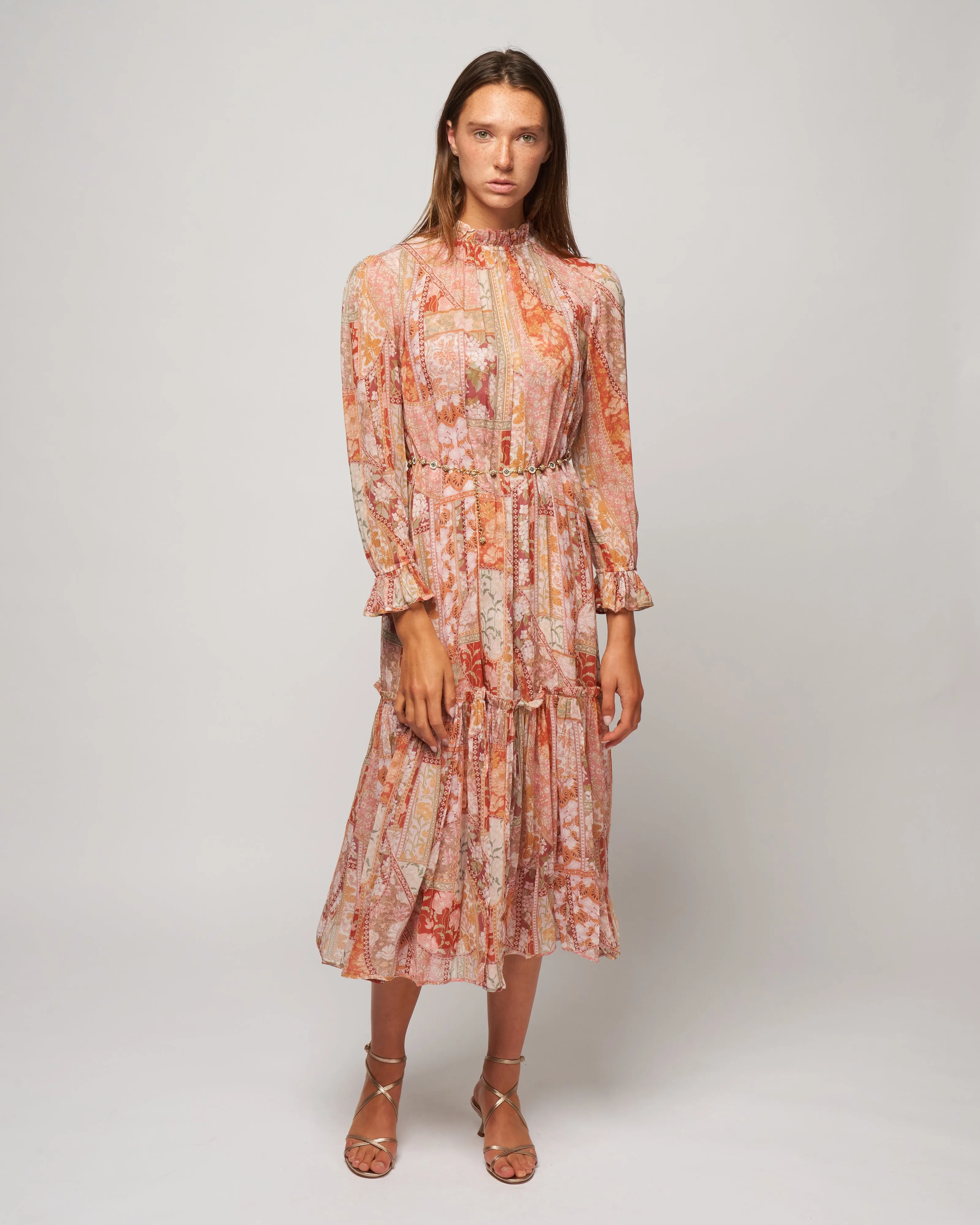 kaleidoscope tubular midi - red swirl floral
