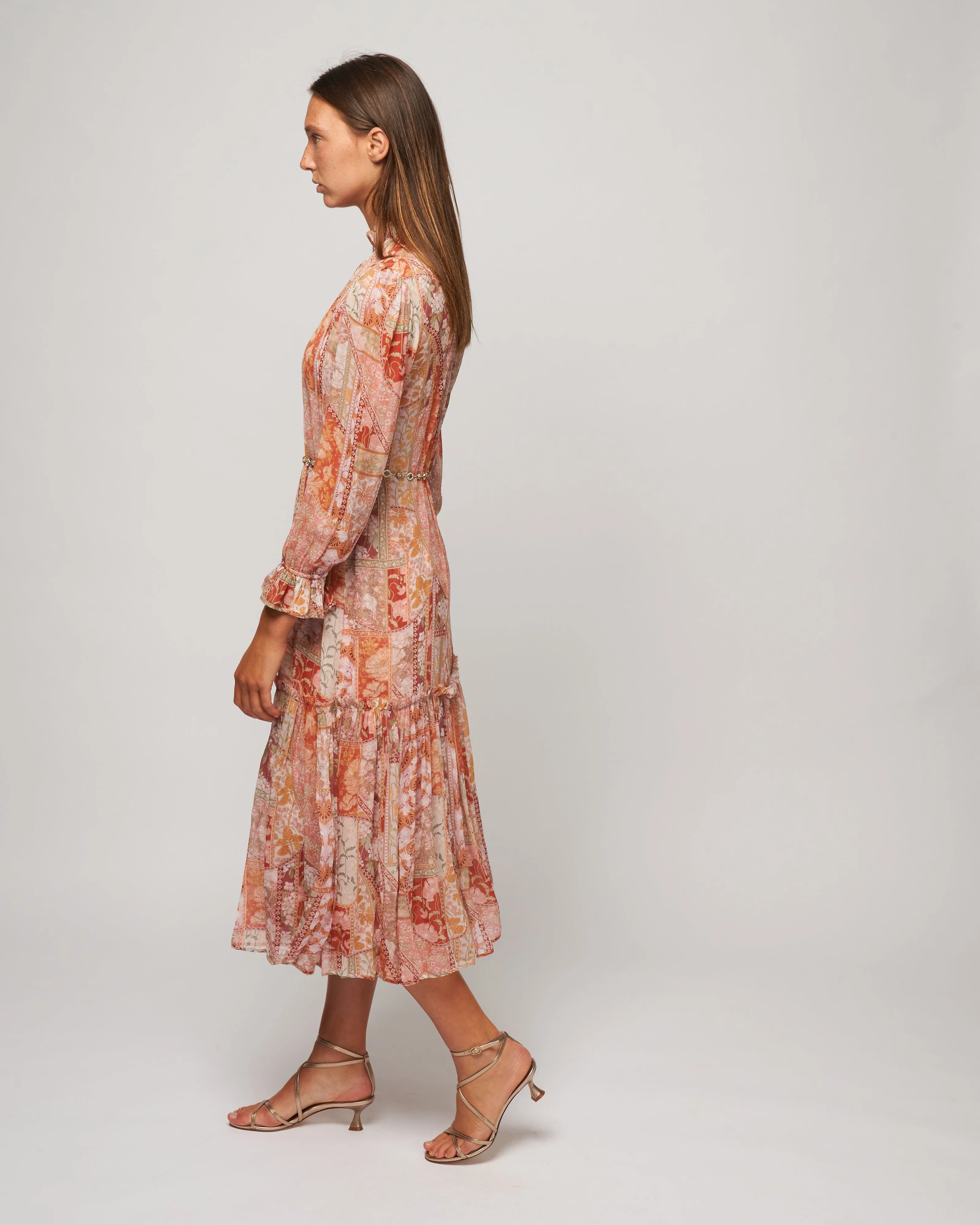 kaleidoscope tubular midi - red swirl floral