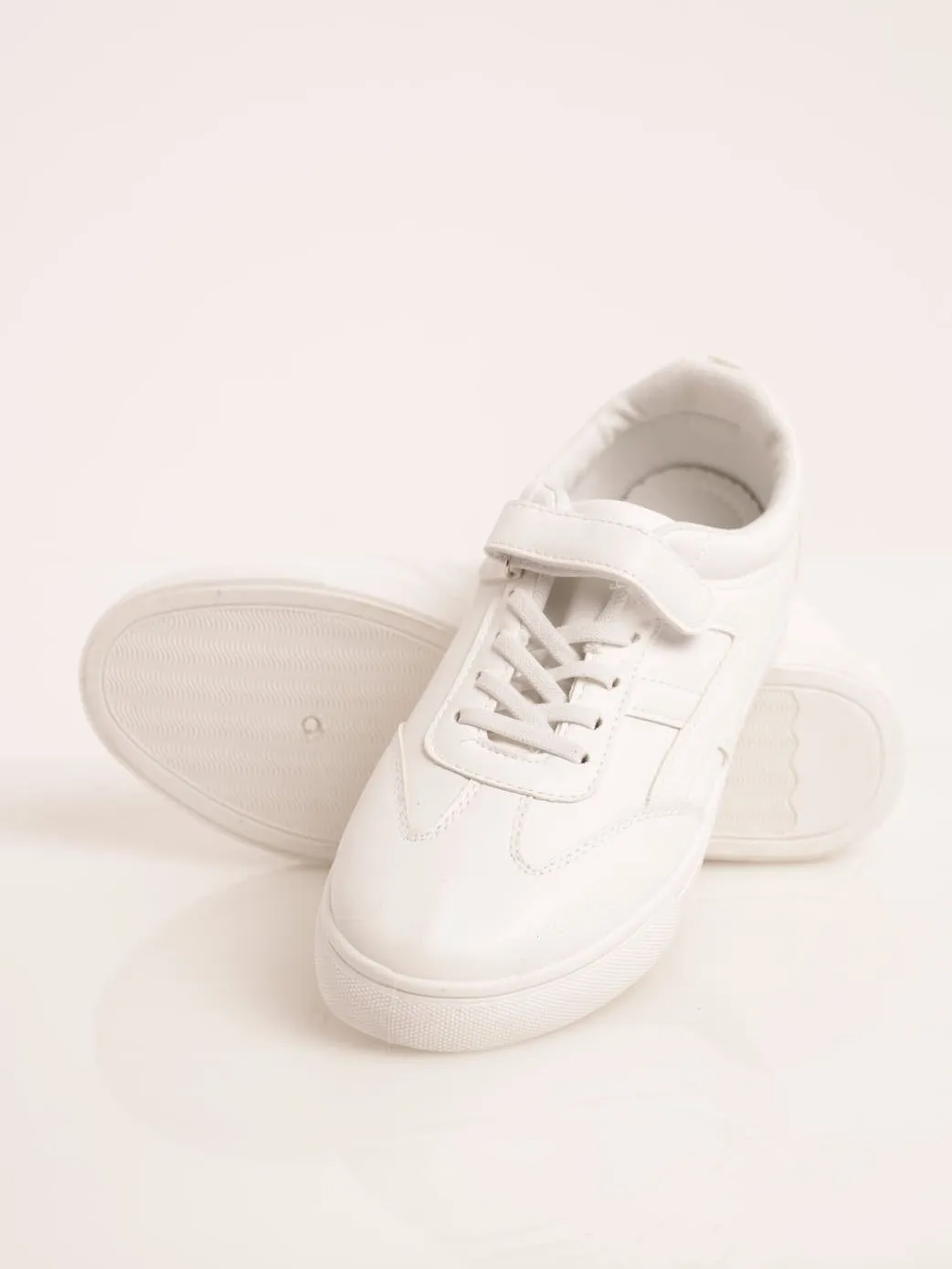 Ladies Velcro Detail Street Sneaker - White