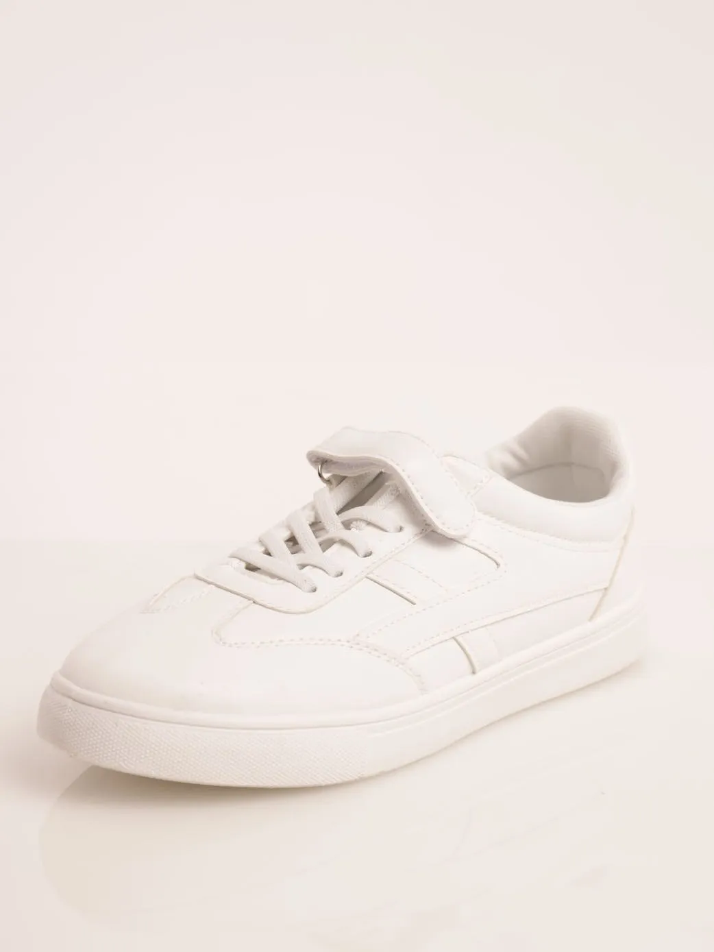 Ladies Velcro Detail Street Sneaker - White