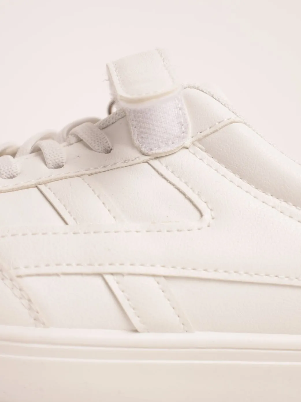 Ladies Velcro Detail Street Sneaker - White