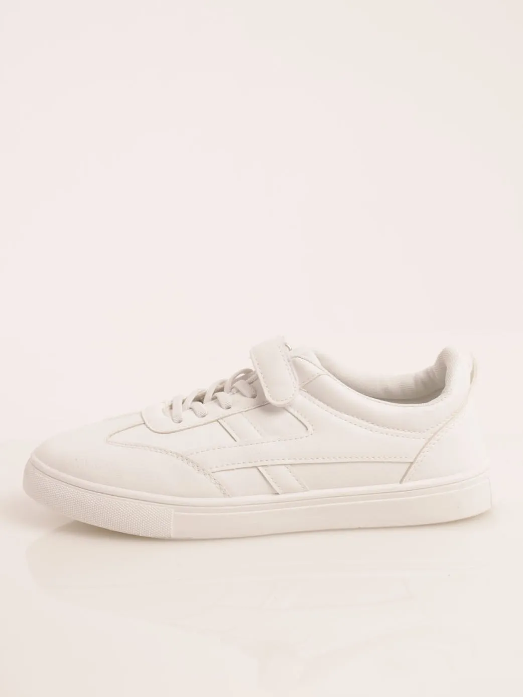 Ladies Velcro Detail Street Sneaker - White