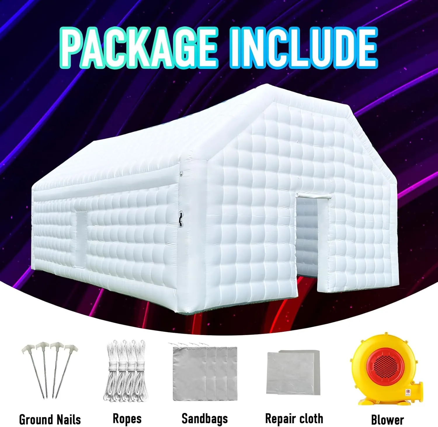 Large Black Inflatable Night Club Disco House Event House with Logo for Birthday School Events Backyard Party