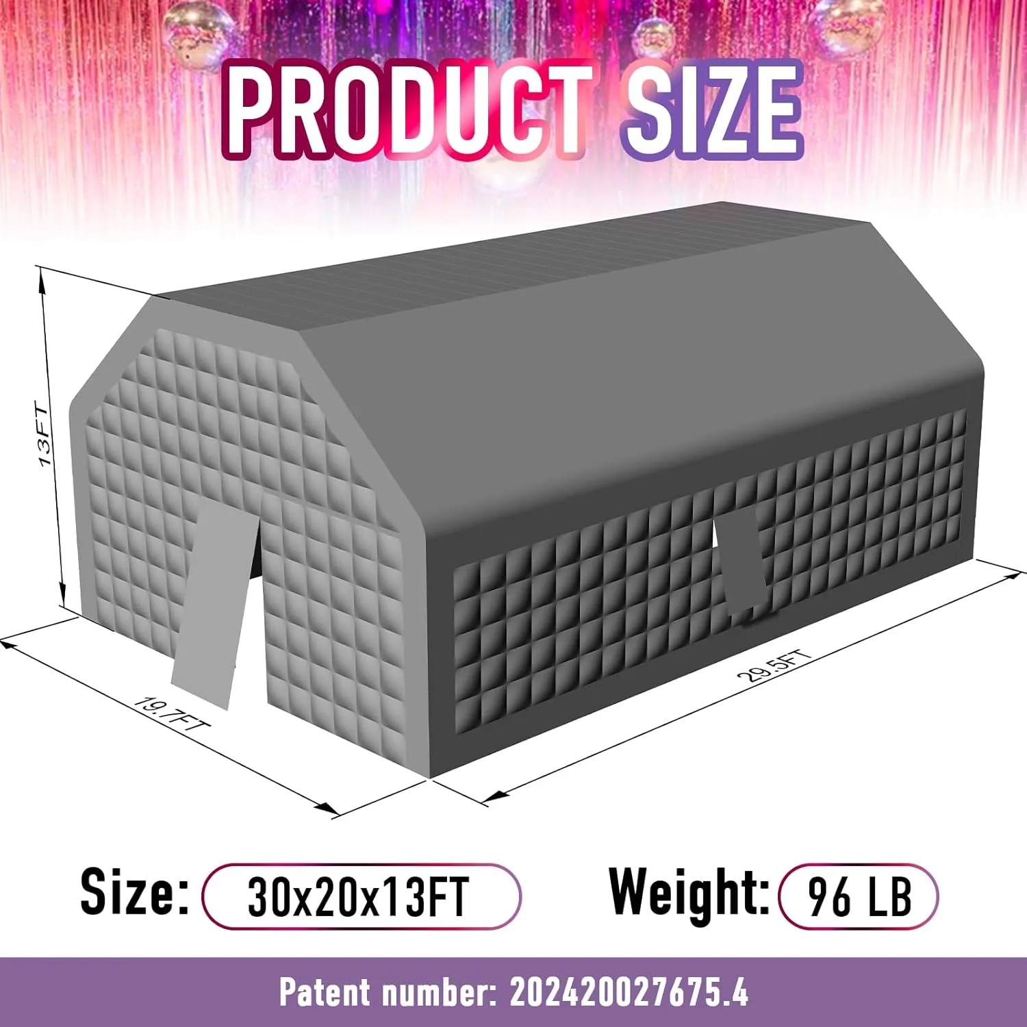 Large Black Inflatable Night Club Disco House Event House with Logo for Birthday School Events Backyard Party