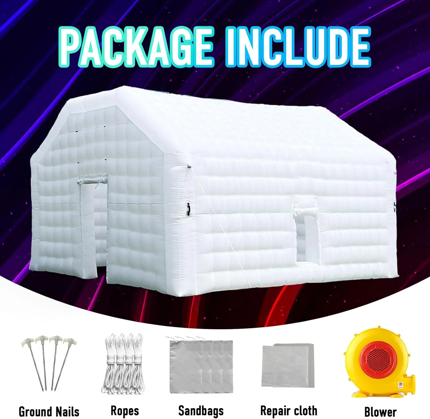 Large Black Inflatable Night Club Disco House Event House with Logo for Birthday School Events Backyard Party