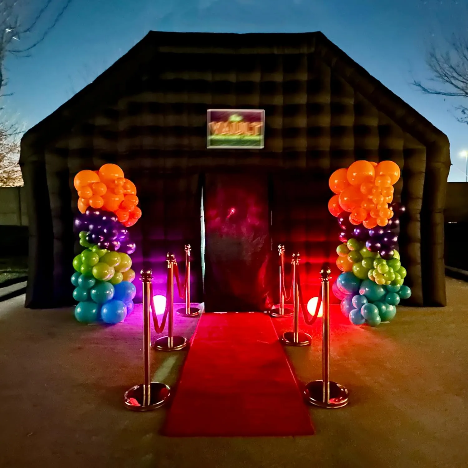 Large Black Inflatable Night Club Disco House Event House with Logo for Birthday School Events Backyard Party