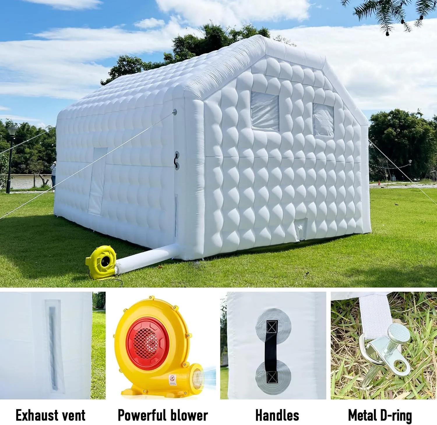 Large Black Inflatable Night Club Disco House Event House with Logo for Birthday School Events Backyard Party