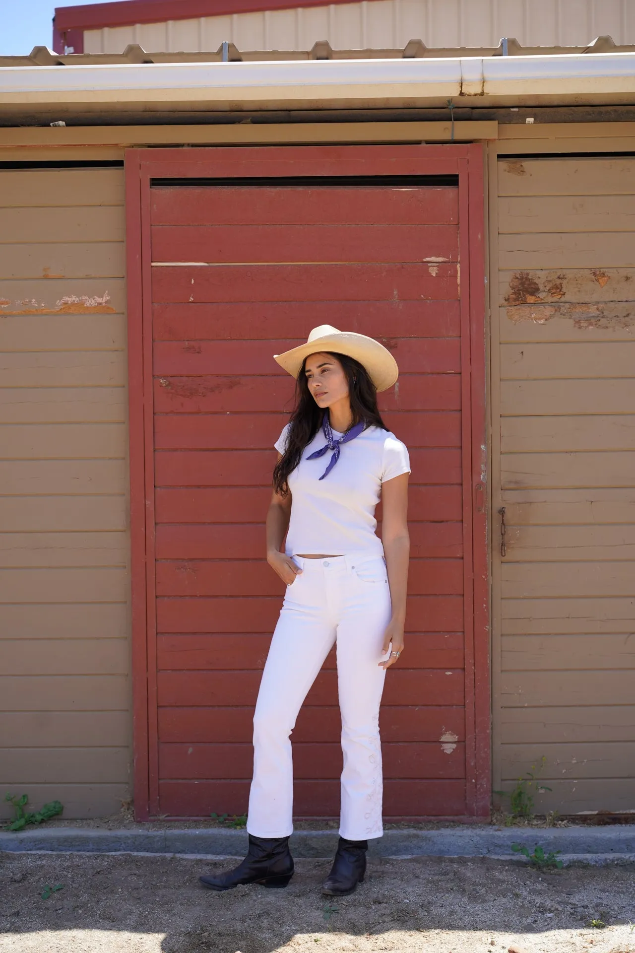 Lark Ankle Bootcut || Eggshell Embroidery