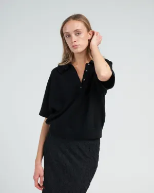 maxi ruffled collar modern top - deep black