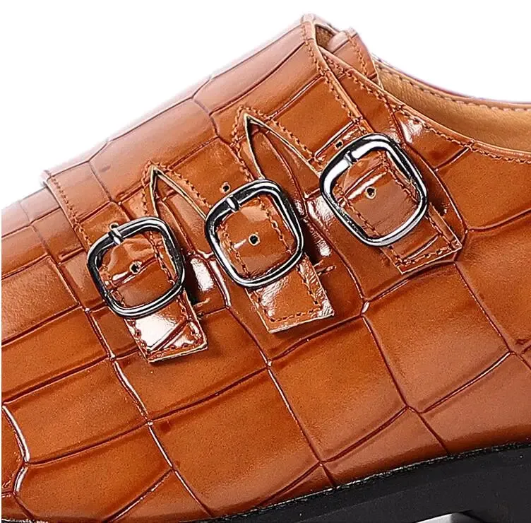 Men's Casual Business Leather Shoes Mens Buckle Square Toe Dress Office Flats Men Fashion Wedding Party Oxfords EU Size 37-48
