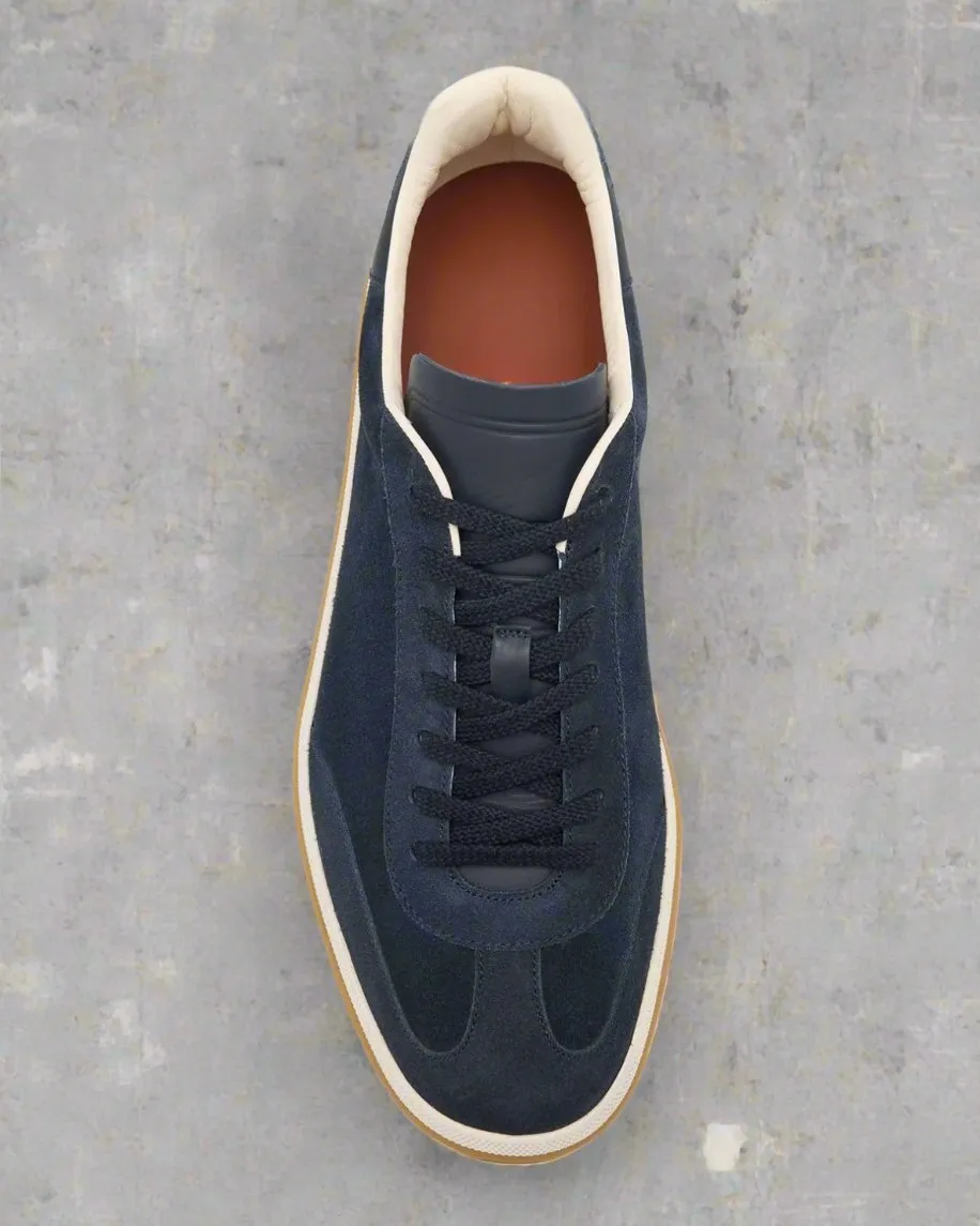 Men's Walk  Navy Blue Suede Low-Top Lace Up Sneakers - Sneakers Shoes