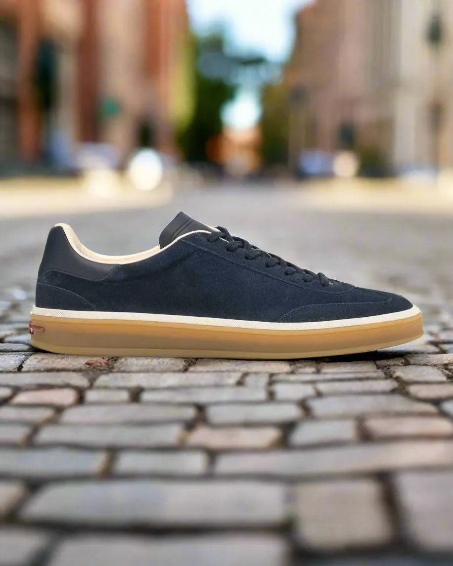 Men's Walk  Navy Blue Suede Low-Top Lace Up Sneakers - Sneakers Shoes