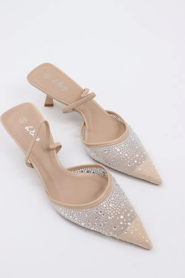 Mesh Sling Back Heels