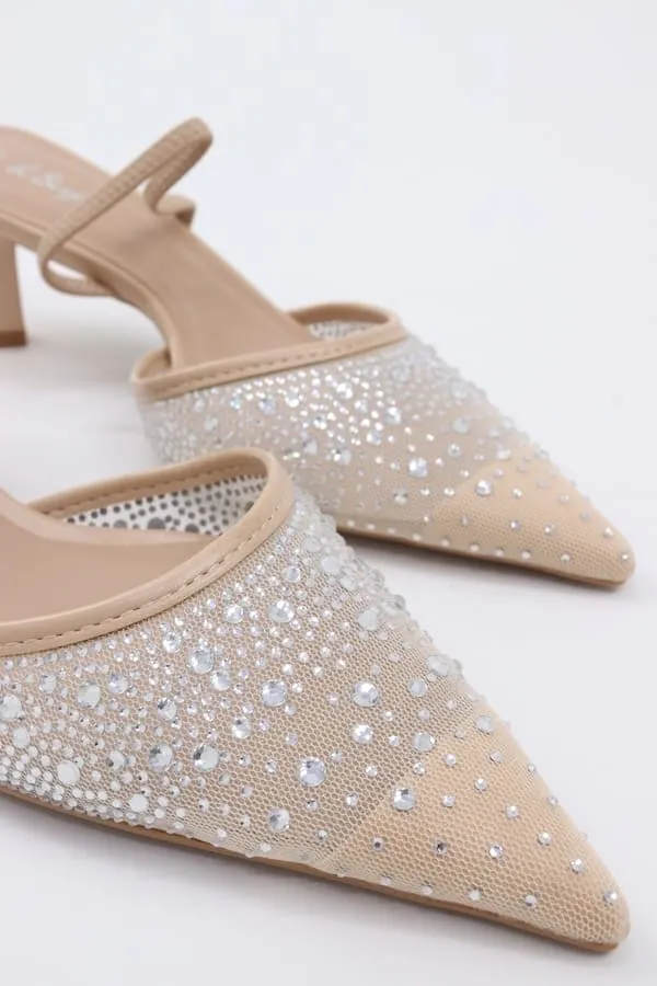Mesh Sling Back Heels