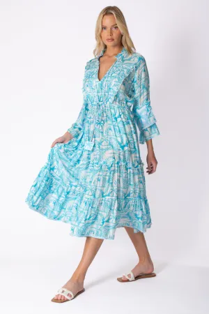 MINA DRESS - PALMERAIE BLUE