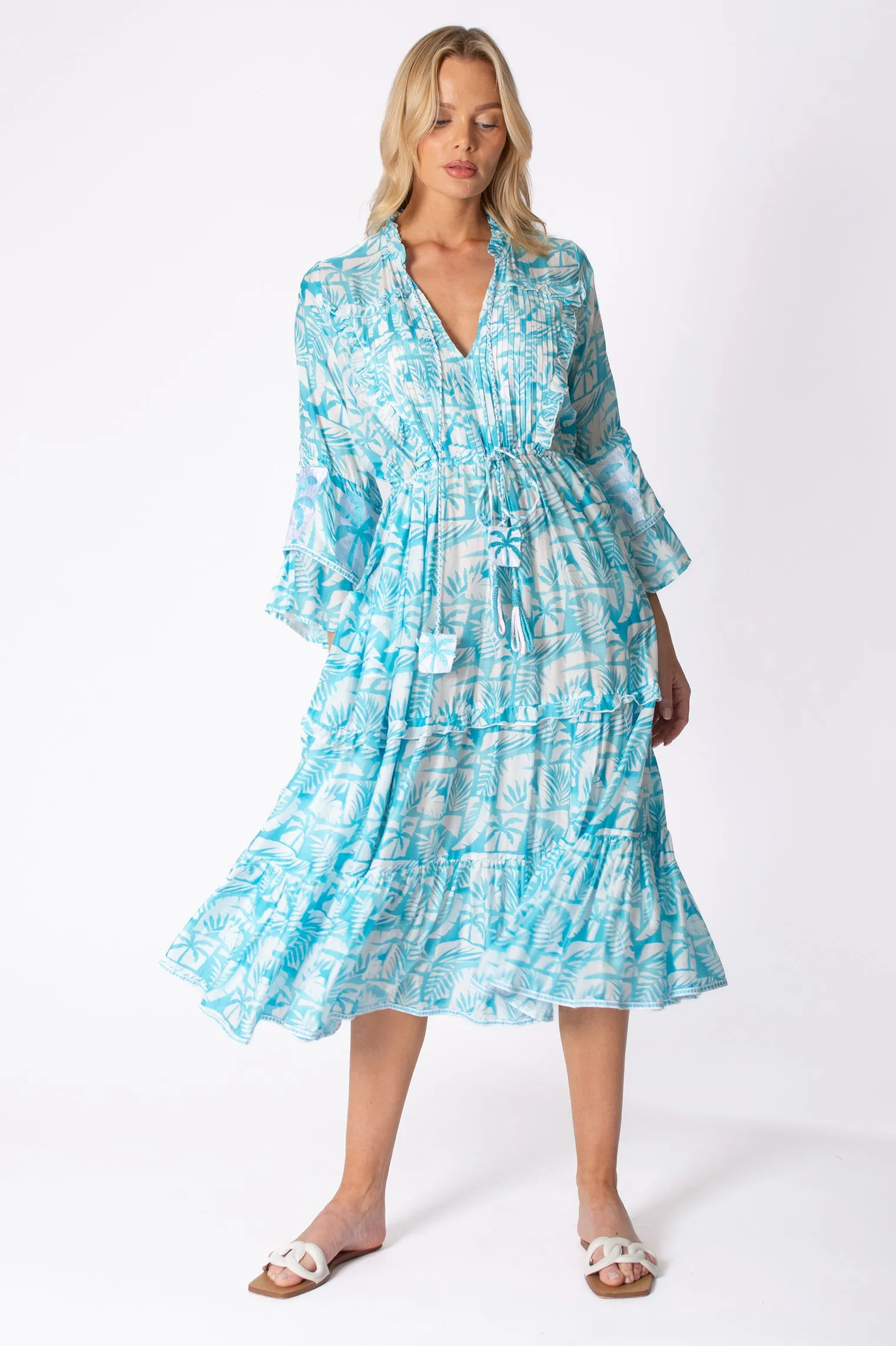 MINA DRESS - PALMERAIE BLUE