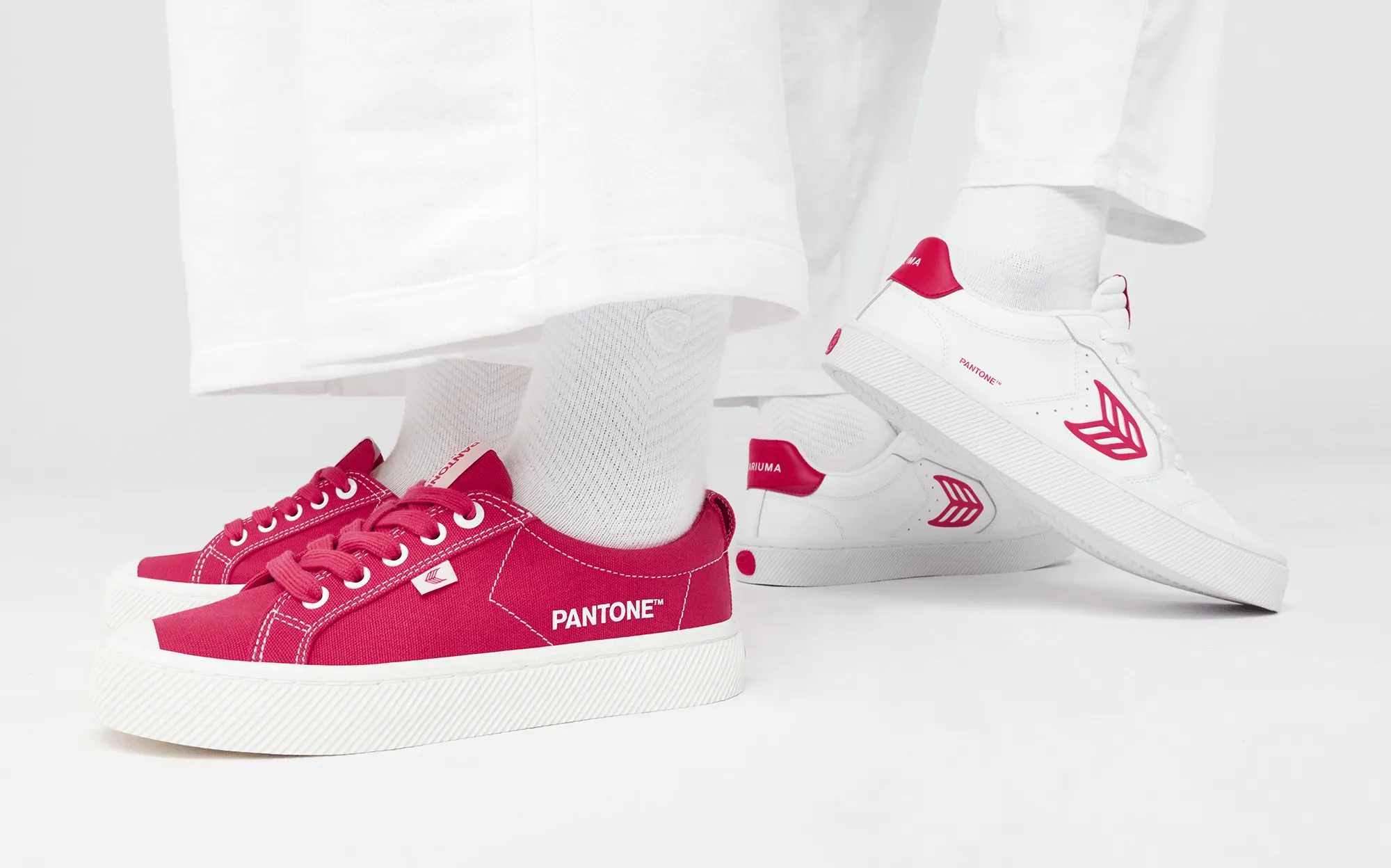 NAIOCA PRO Pantone Viva Magenta Suede and Canvas Off-White Logo Sneaker Men