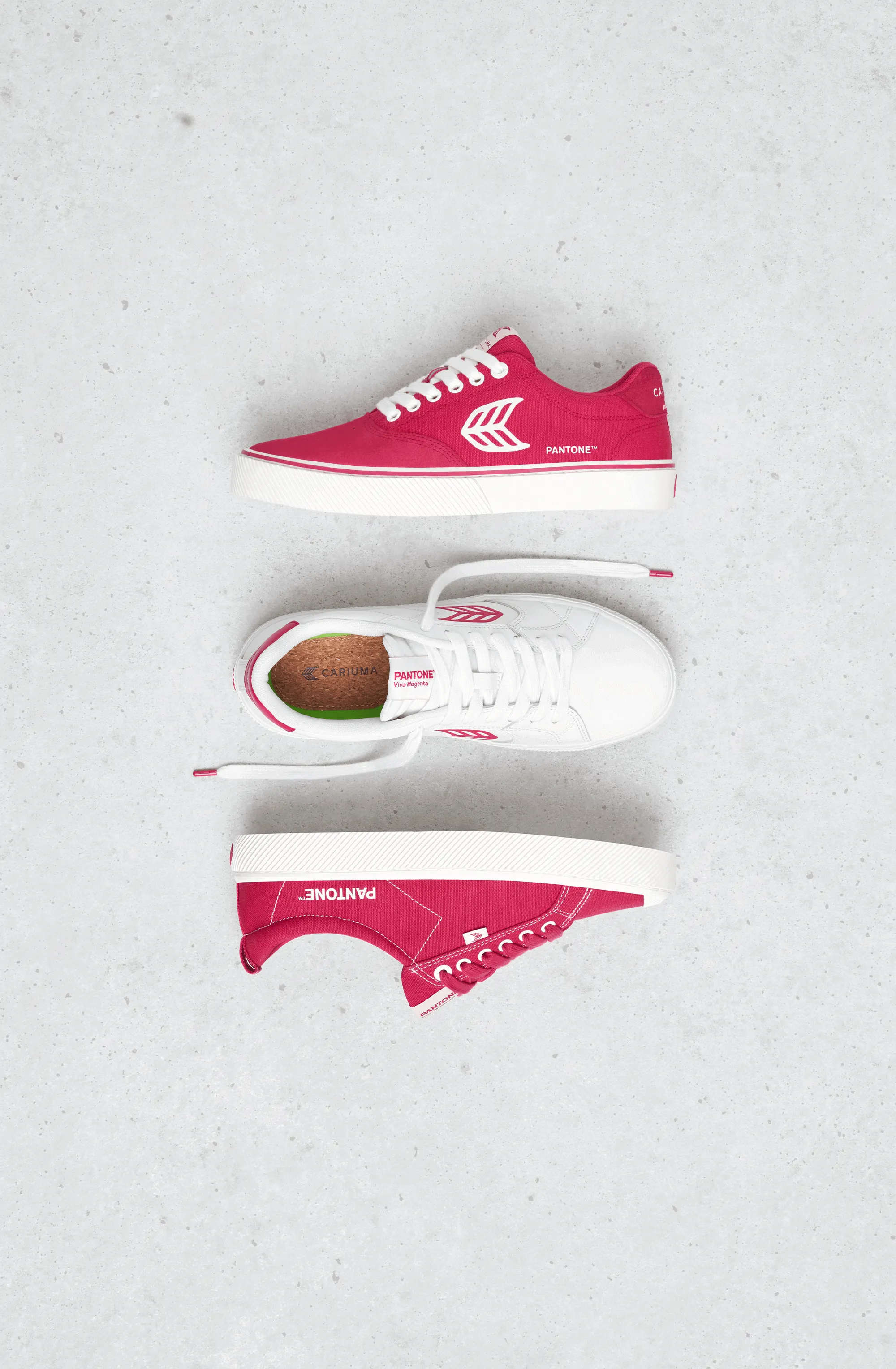 NAIOCA PRO Pantone Viva Magenta Suede and Canvas Off-White Logo Sneaker Women