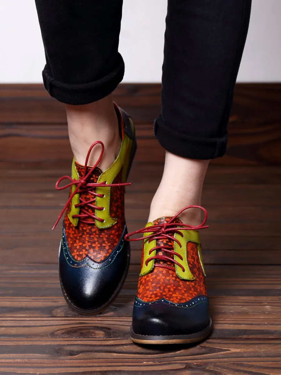 Navy Leather Brogues Oxford