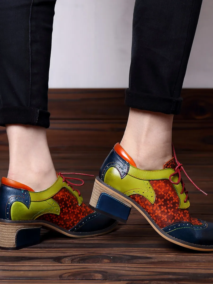 Navy Leather Brogues Oxford
