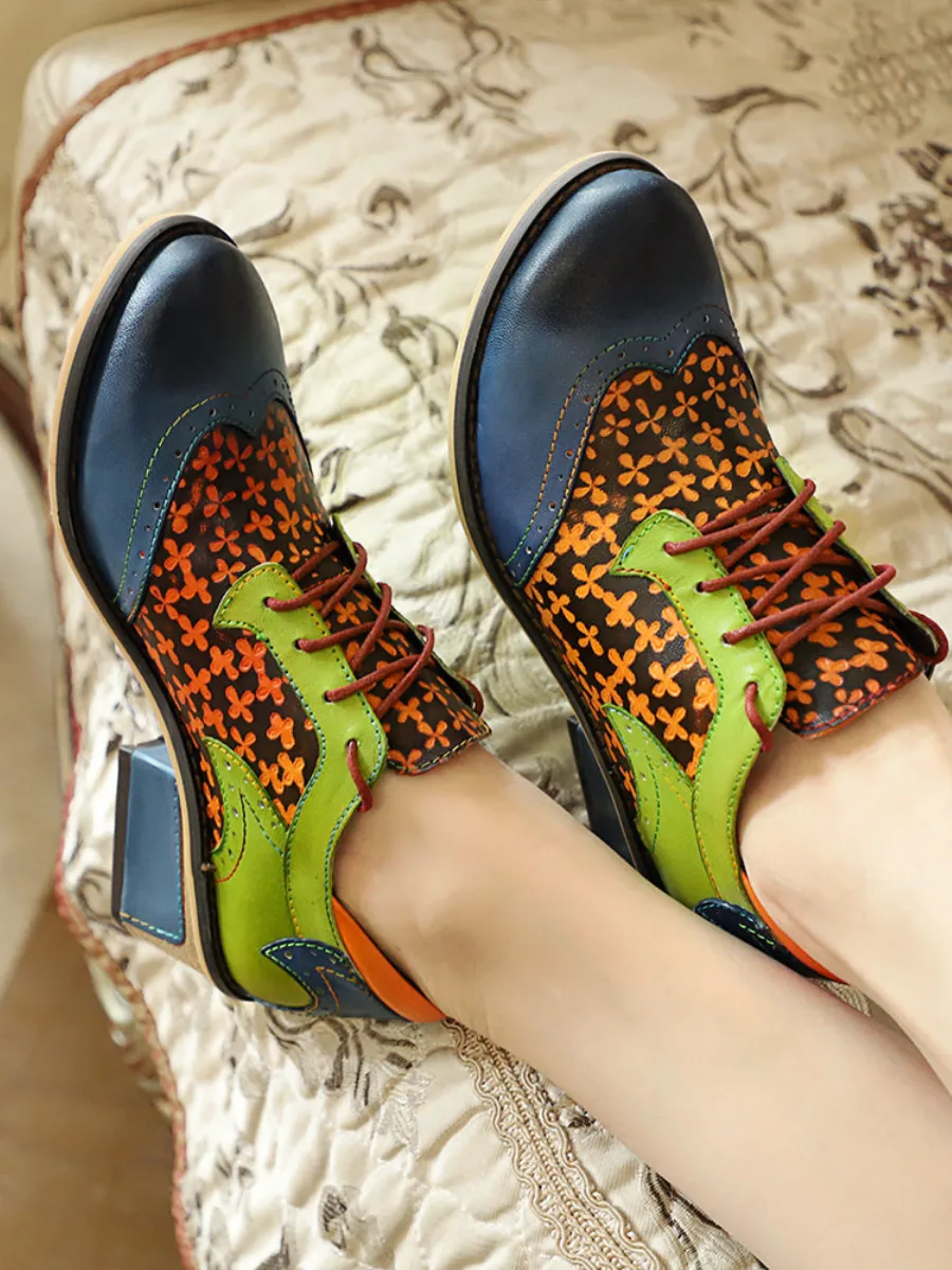 Navy Leather Brogues Oxford