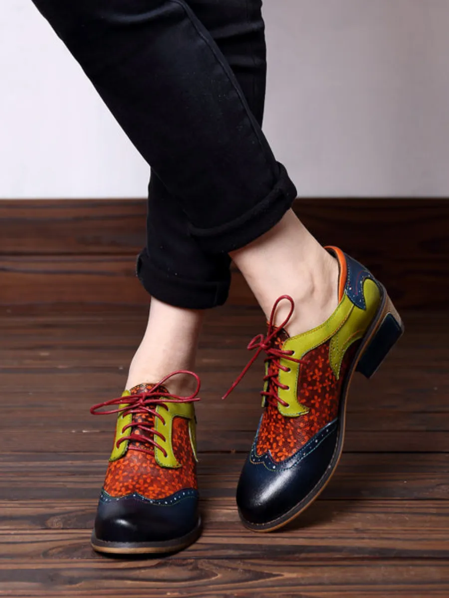 Navy Leather Brogues Oxford