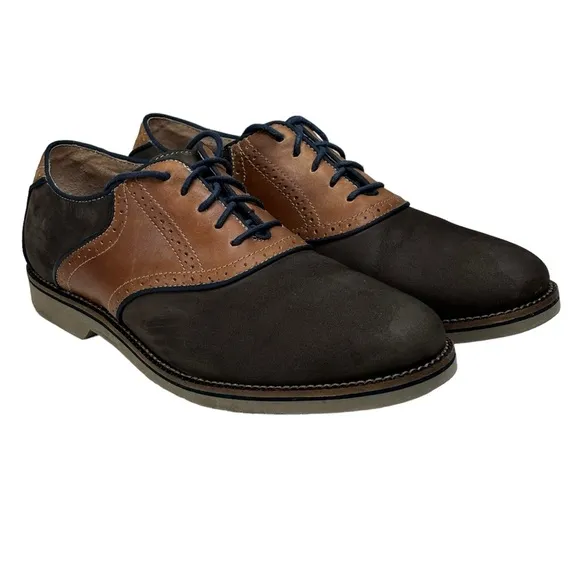 New G.H.Bass &amp; Co. Burlington Brown Leather Saddle Oxfords Men’s Size 10 D Lace