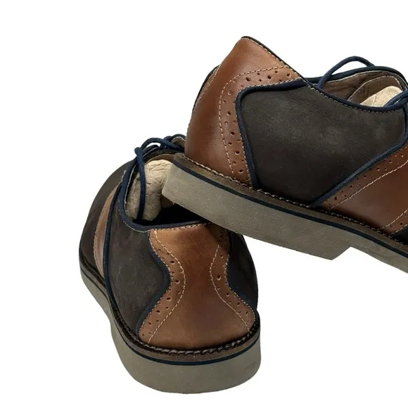 New G.H.Bass &amp; Co. Burlington Brown Leather Saddle Oxfords Men’s Size 10 D Lace
