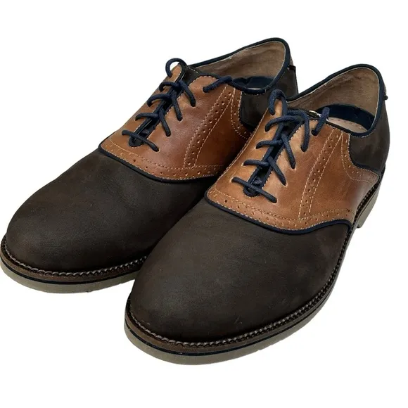 New G.H.Bass &amp; Co. Burlington Brown Leather Saddle Oxfords Men’s Size 10 D Lace