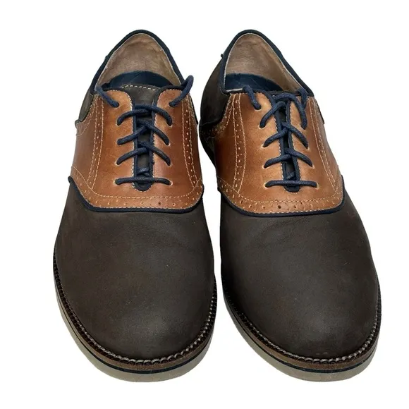 New G.H.Bass &amp; Co. Burlington Brown Leather Saddle Oxfords Men’s Size 10 D Lace