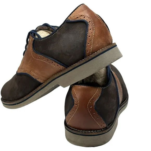 New G.H.Bass &amp; Co. Burlington Brown Leather Saddle Oxfords Men’s Size 10 D Lace